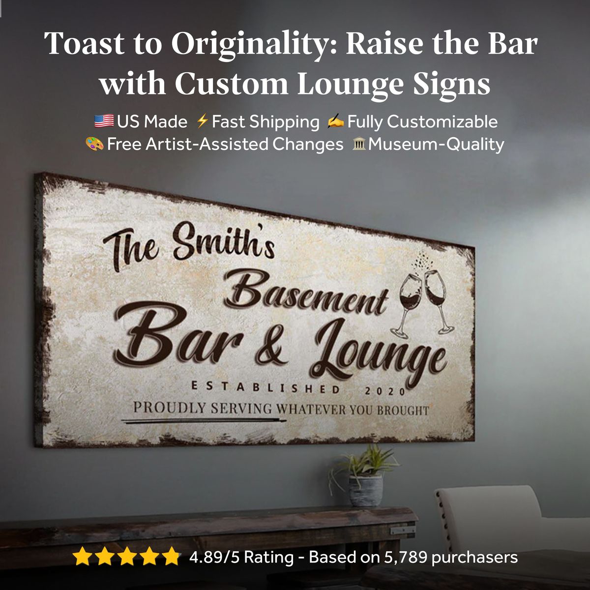 Basement Bar And Lounge Sign X