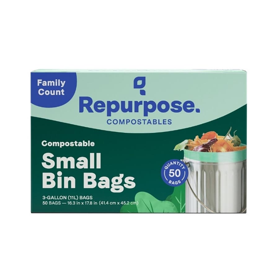 Repurpose Compostable Small Bin Bags, 3 gal, 50 ct (Case of 6)
