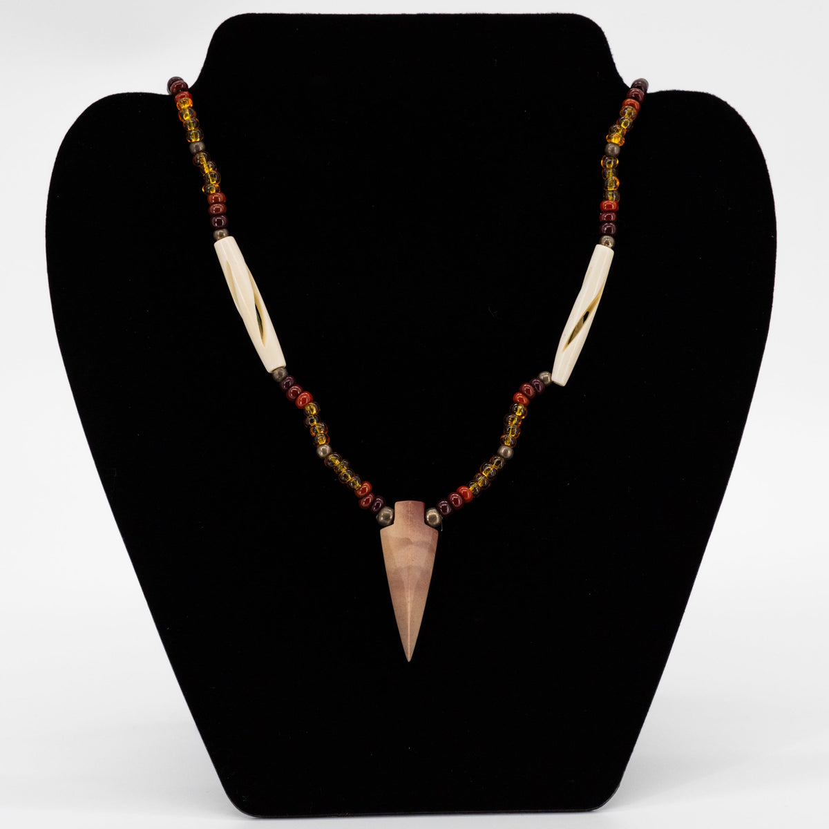 Brown Jasper Manufactured Arrowhead Necklace | #10 | Made by Oglala Lakota Artists Jack & Carla Pittman