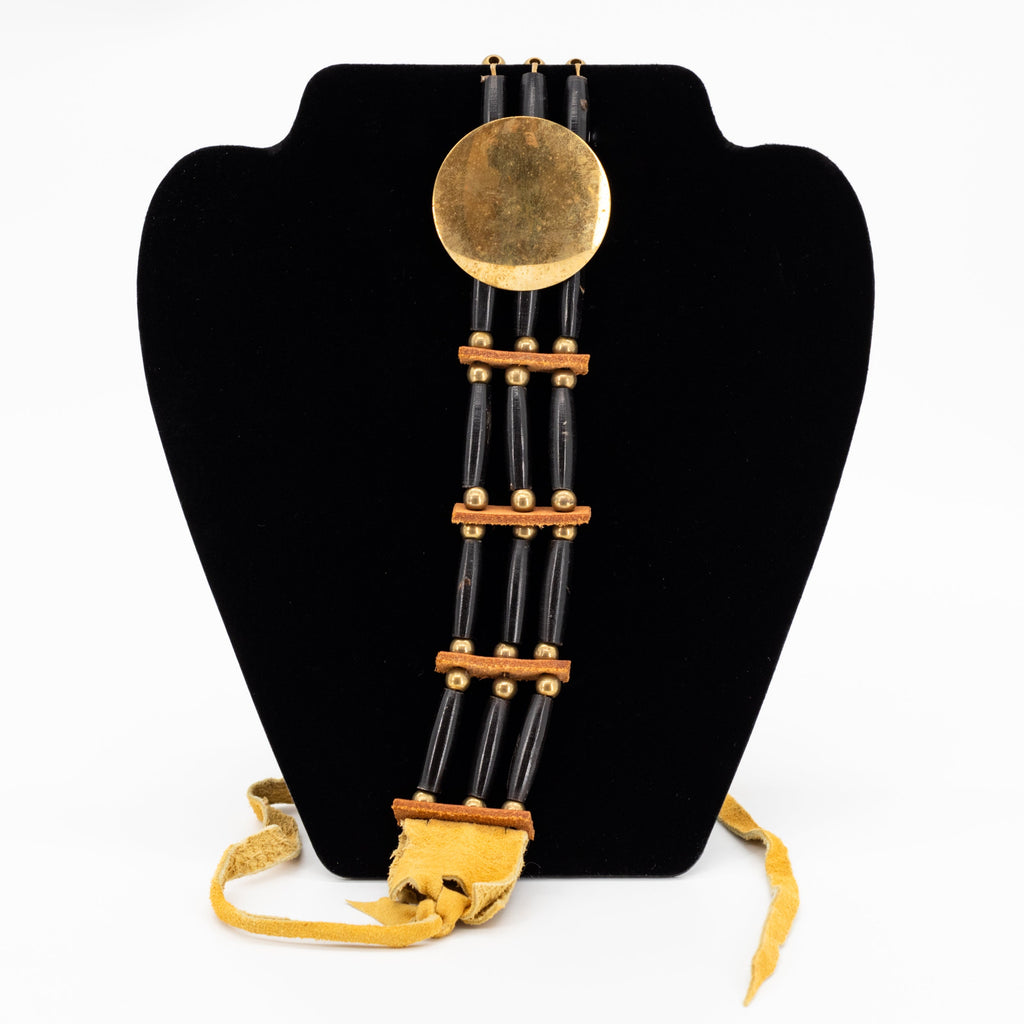 Black Choker Necklace | Handcrafted by Oglala Lakota Artist Pedro Simentol | #2