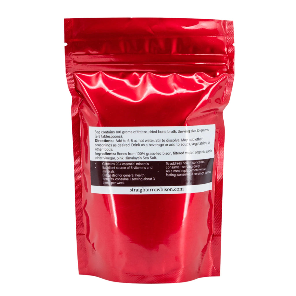 Freeze Dried Bison Bone Broth | 100 grams | 20+ Vitamins and Minerals | Straight Arrow Bison
