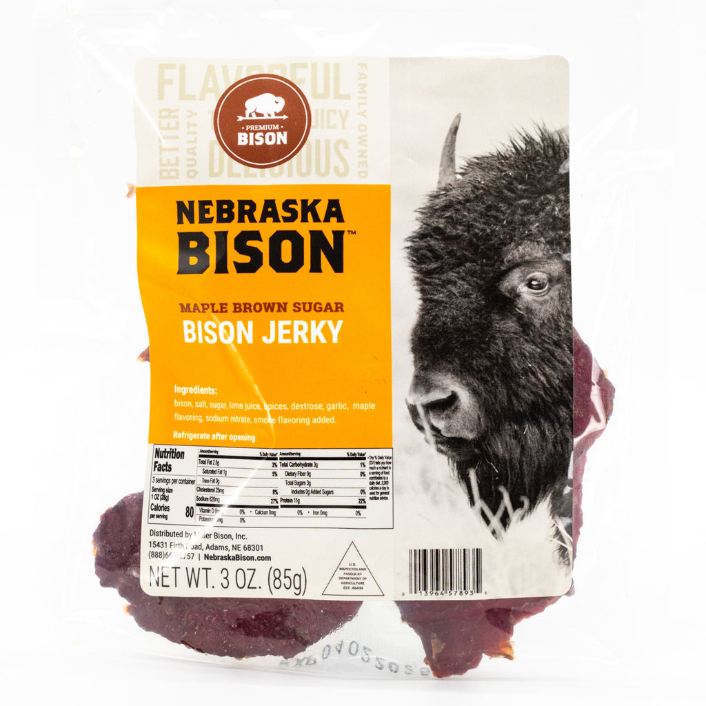 Bison Maple Brown Sugar Jerky | 3 oz | Pack of 3 | Nebraska Bison