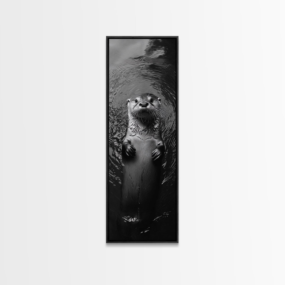 Cute Otter, Wildlife Charm, Animal Portrait, Black White Art, Canvas Print, Kids Room Wall Art, Woodland Nursery, Nature Lover Gift