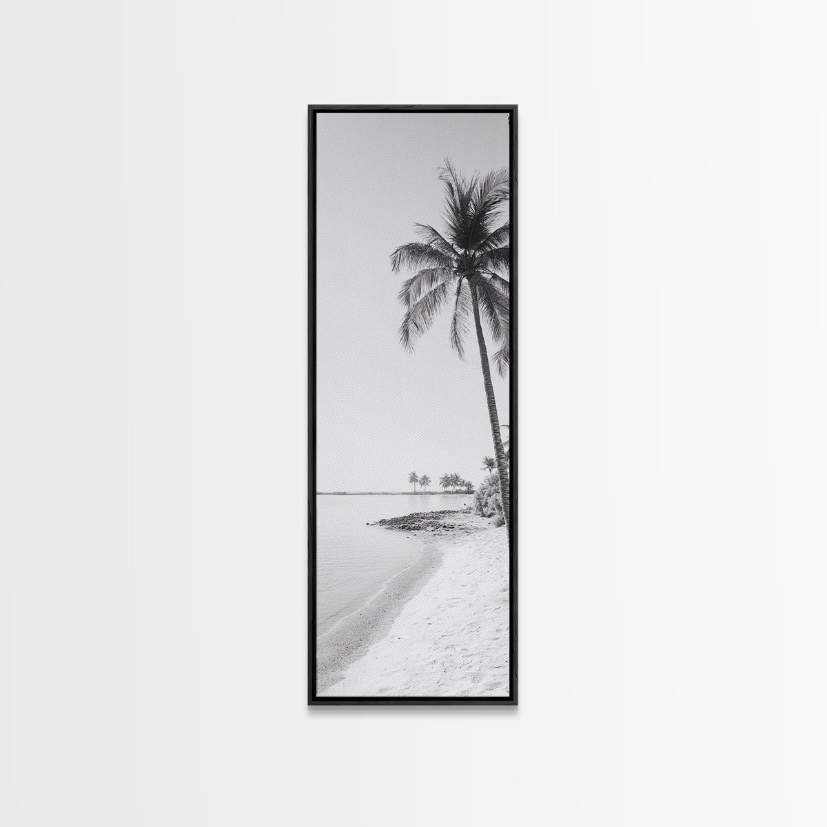 Coastal Palm Trees, Tropical Minimalist Print, Modern Beach Decor, Neutral Wall Art, Framed Canvas Print, Dining Room Summer Vibe