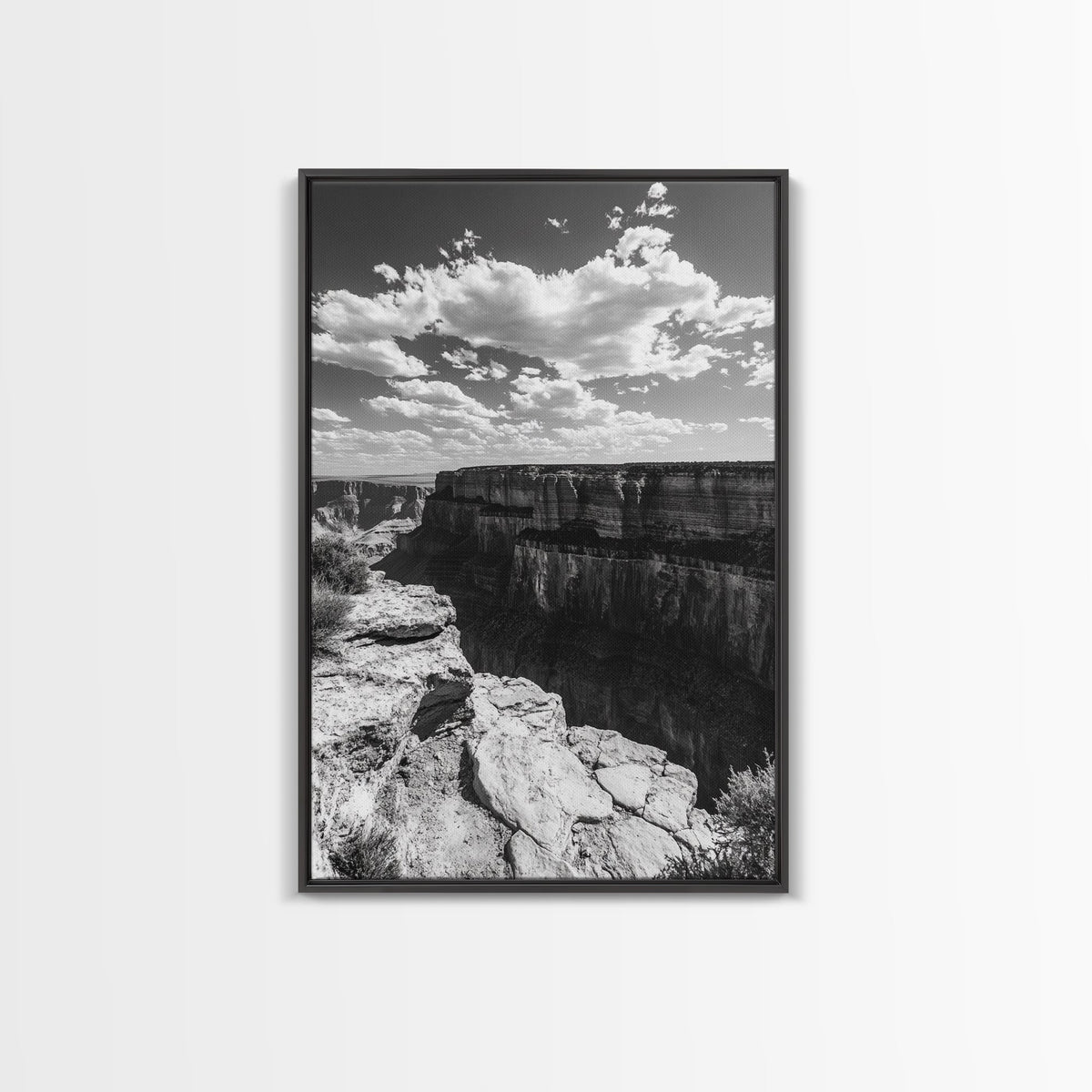 Grand Canyon, Desert, Clouds, Depth - Epic canyon view, Canvas Print, adventurous living room centerpiece, nature-inspired wall art