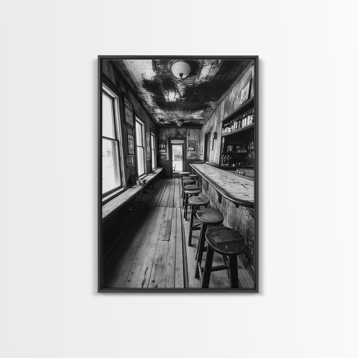 Western Saloon, rustic wall art, cowboy art, vintage western decor, bar art print, moody art, framed canvas print, farmhouse art