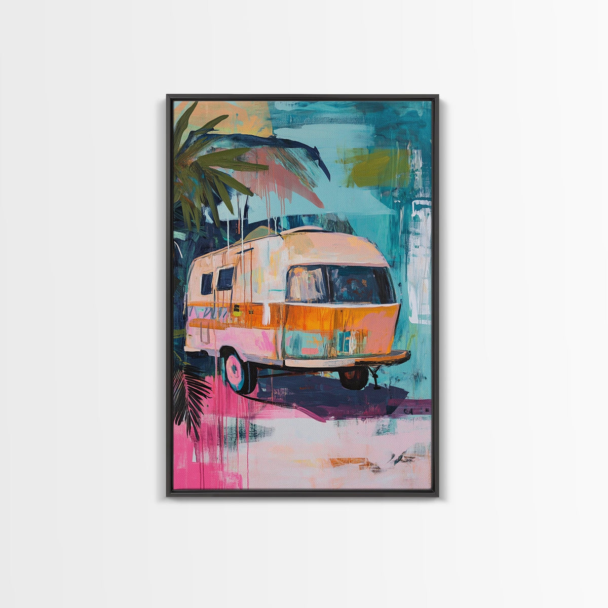 Vintage Camper, Coastal Cowgirl Wall Art, Surf Wall Art, Canvas Print, Boho Art, Teal Wall Art, Rustic Decor, Travel Art, Gift Idea