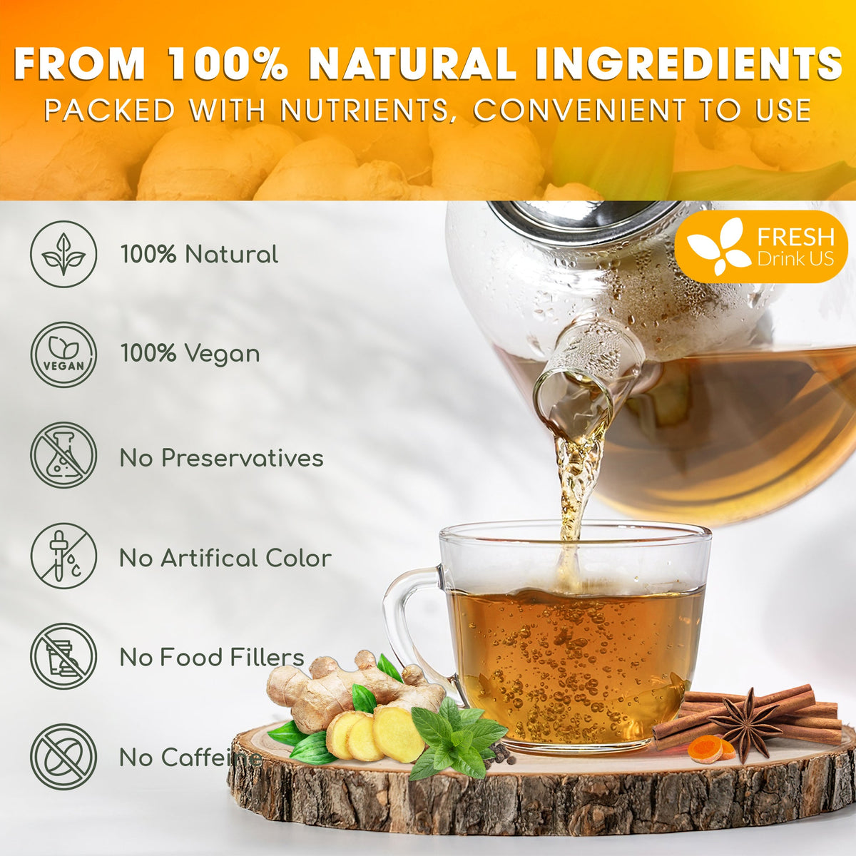 Anti-Inflammaheb Loose Leaf Tea, 100% Natural from Ginger, Turmeric, Peppermint, Black Pepper, Cinnamon