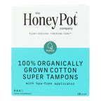 The Honey Pot Super Unscented Tampons with Plastic Applicator, 18 ct
