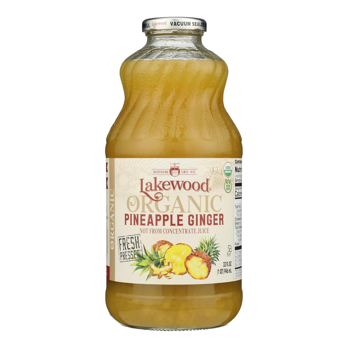 Lakewood Pineapple Ginger Juice, 32 oz (Case of 6)