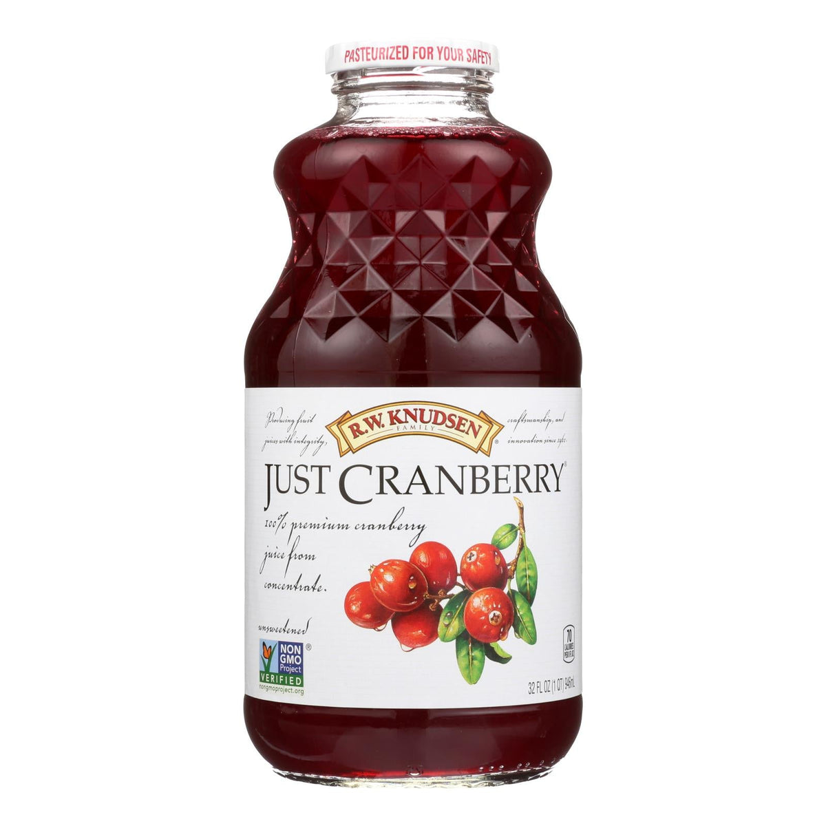R.W. Knudsen Just Cranberry Juice, 32 fl oz (Case of 6)
