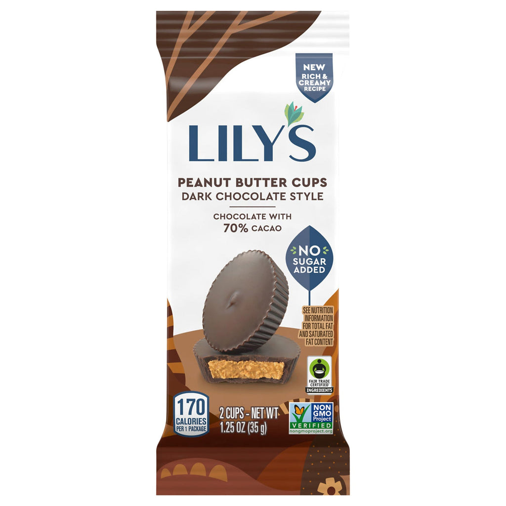 Lily's Dark Chocolate Peanut Butter Cups 2-Pack, 1.25 oz (Case of 12)