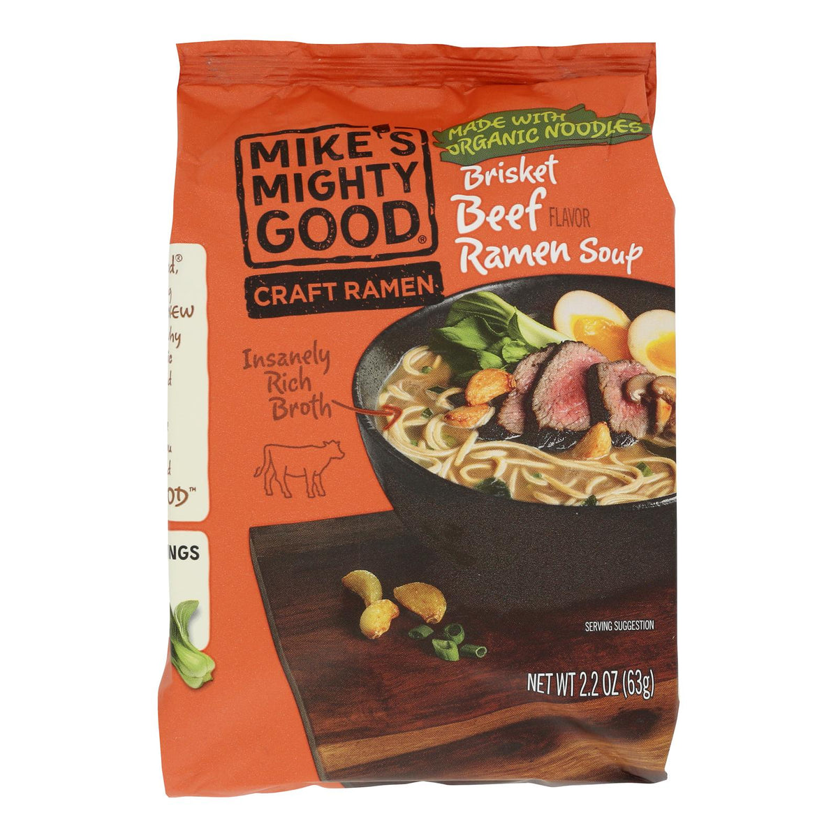Mike's Mighty Good Beef Brisket Ramen Soup, 2.2 oz (Case of 7)