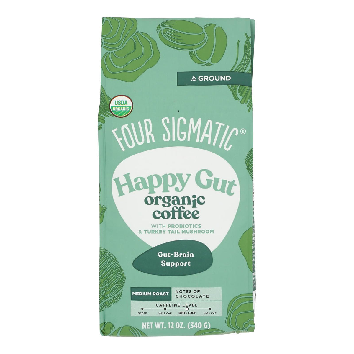 Four Sigmatic Organic Happy Gut Ground Coffee, 10 oz (Case of 8)