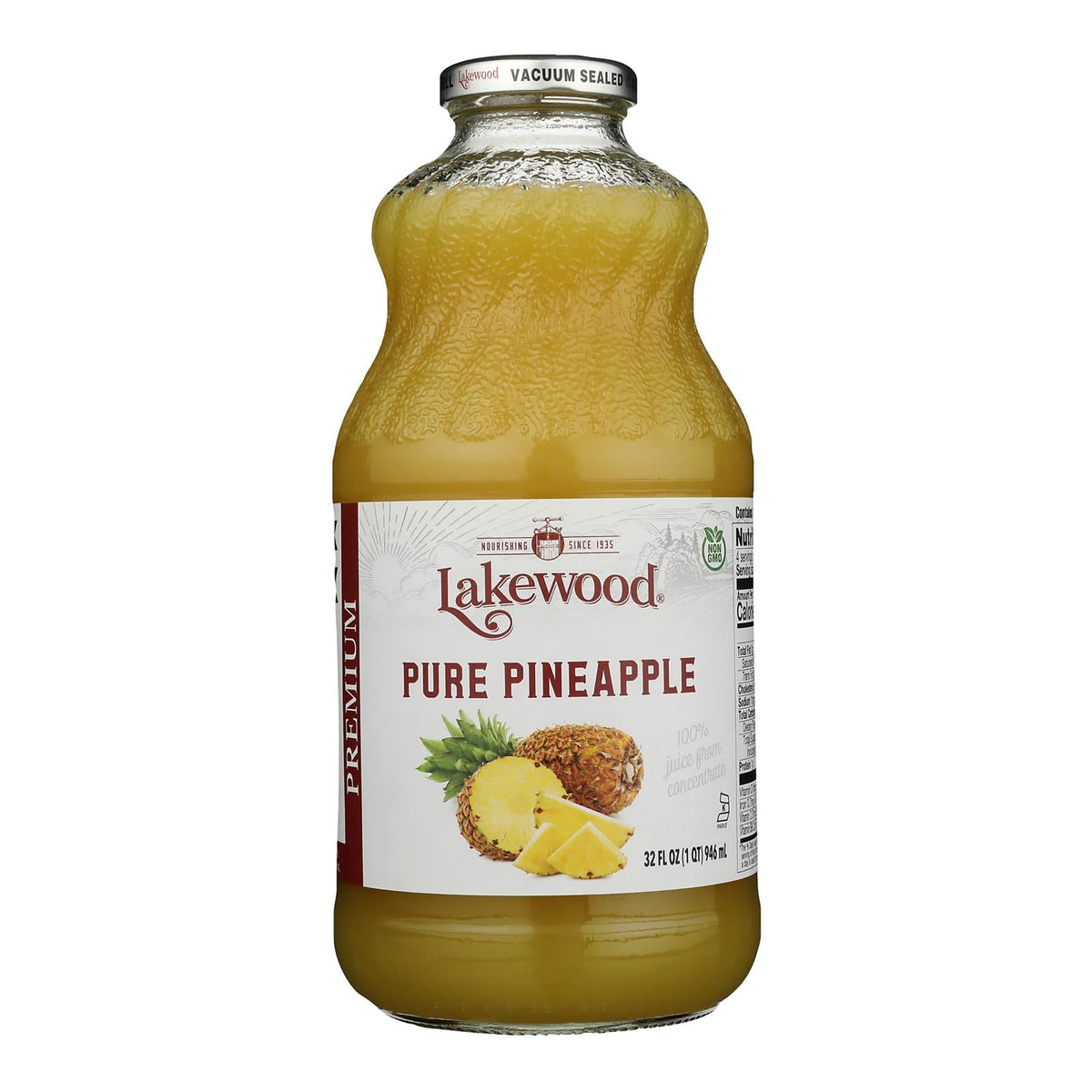 Lakewood Pure Pineapple Juice, 32 fl oz (Case of 6)