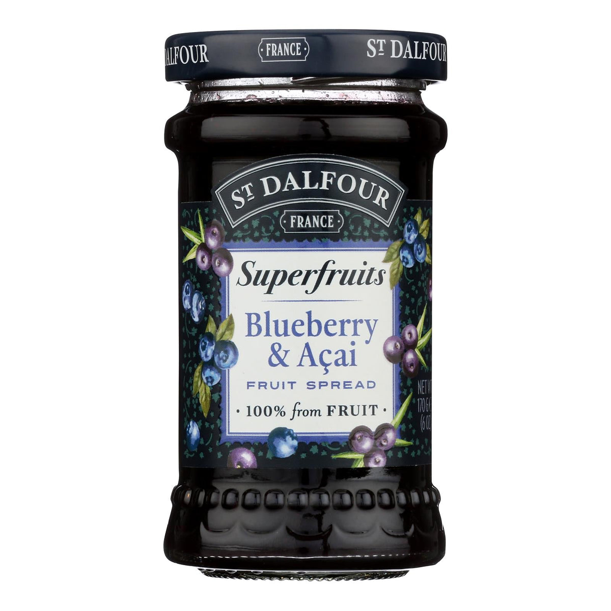St. Dalfour Blueberry Acai Fruit Spread, 6 oz (Case of 6)