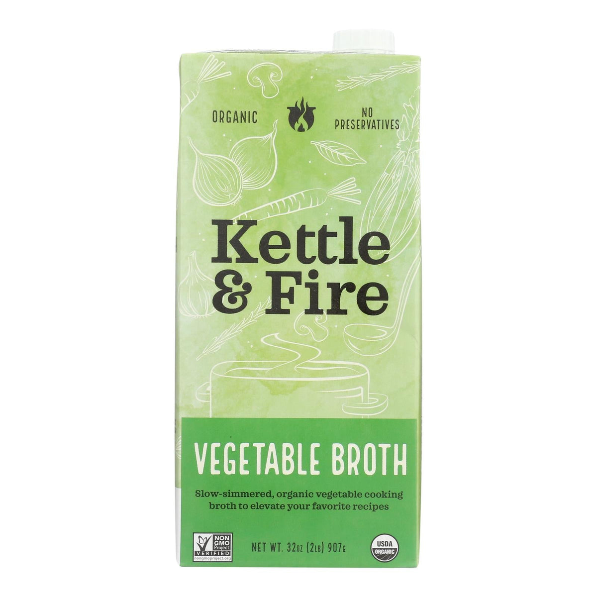 Kettle & Fire Organic Vegetable Broth, 32 oz (Case of 8)
