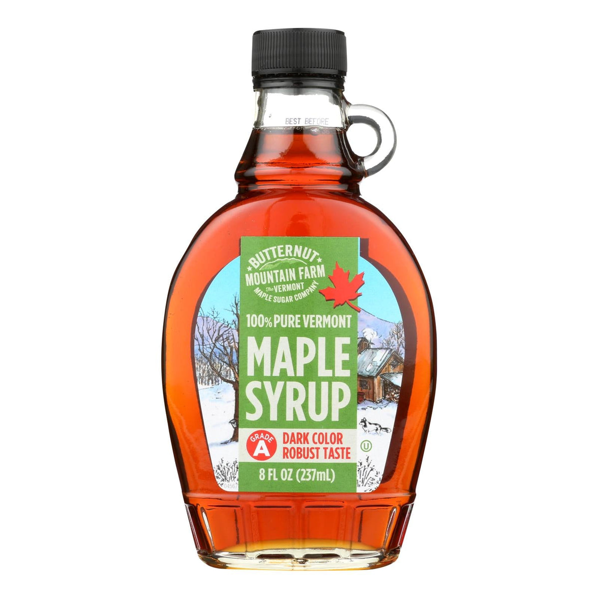 Butternut Mountain Farm Grade A Dark Maple Syrup in Glass, 8 fl oz (Case of 12)