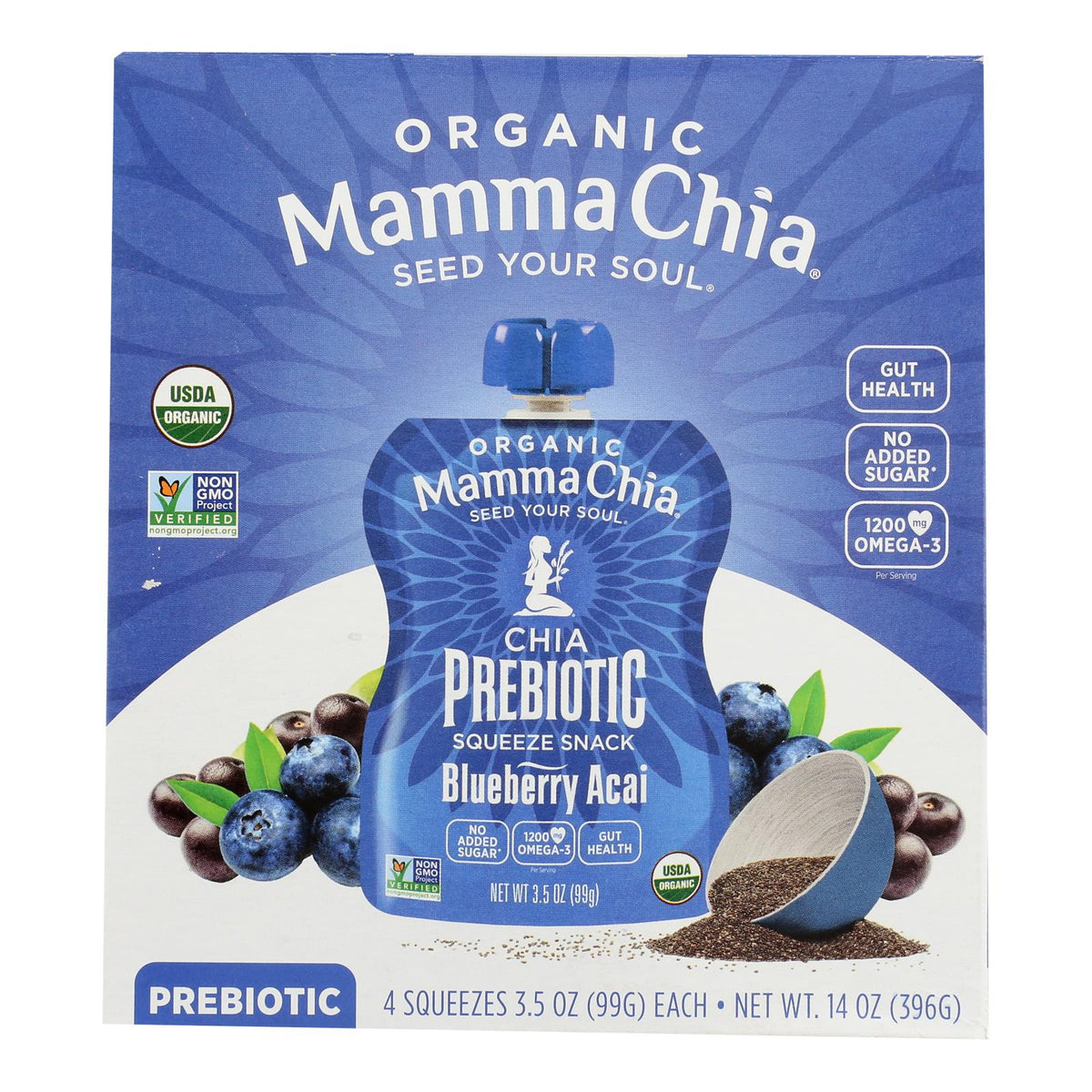 Mamma Chia Chia Squeeze, Blackberry Acai, 4 x 3.5 oz (Case of 6)