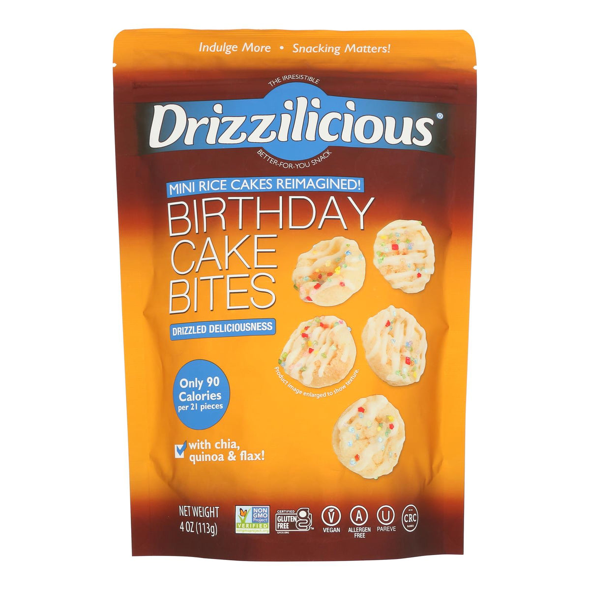 Drizzilicious Birthday Cake Mini Rice Crisps, 4 oz (Case of 12)