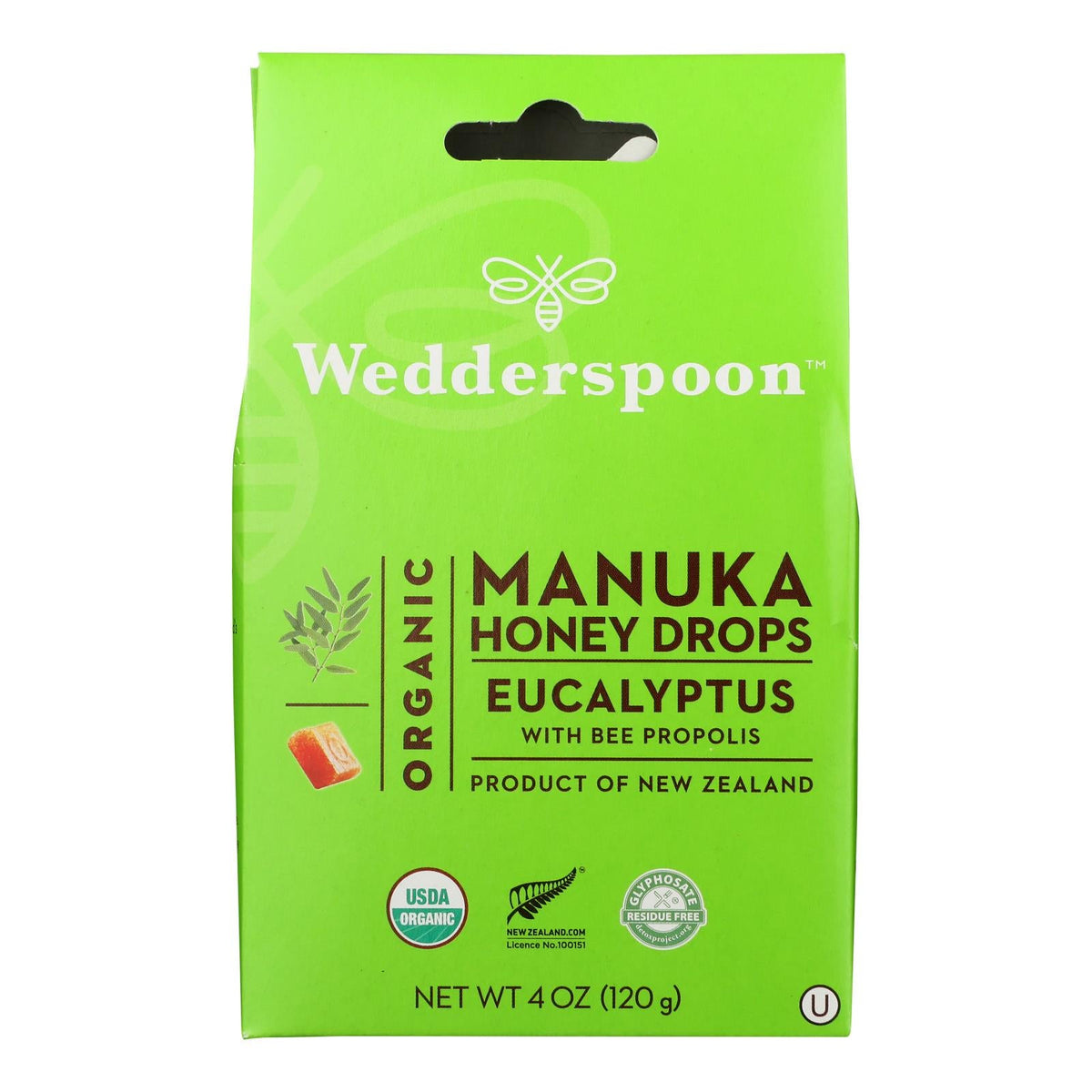 Wedderspoon Organic Eucalyptus Manuka Honey Drops, 4 oz