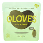 Poshi Pitted Green Olives with Basil & Garlic, 1.1 oz (Case of 10)