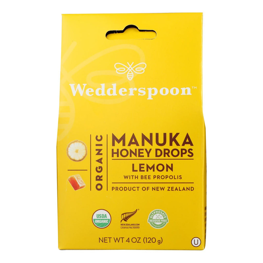 Wedderspoon Organic Lemon Manuka Honey Drops, 4 oz