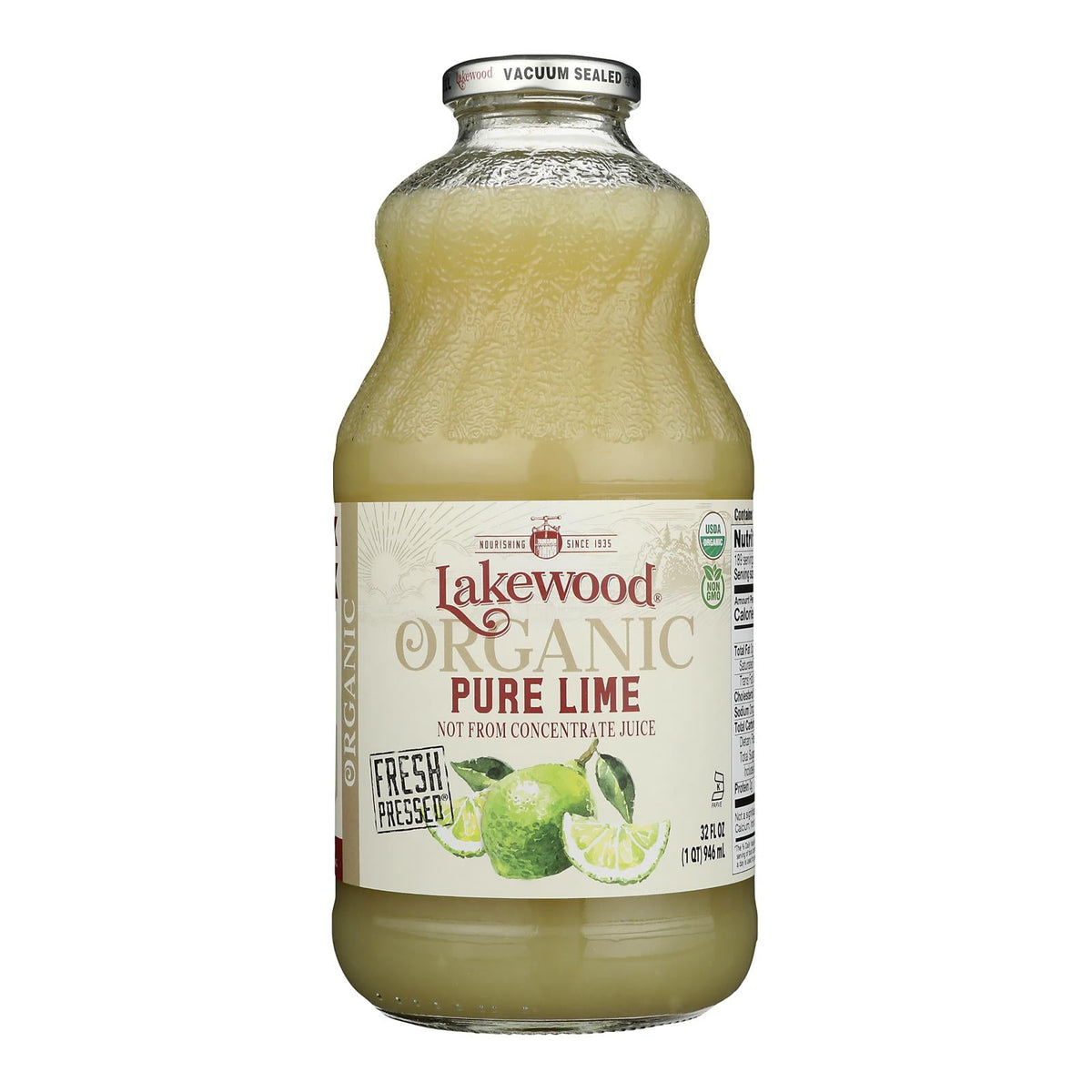 Lakewood Organic Pure Lime Juice, 32 fl oz (Case of 6)