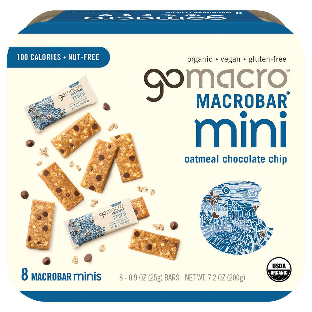 GoMacro Organic Mini Oatmeal Chocolate Chip Bars, 7.2 oz (Case of 8)