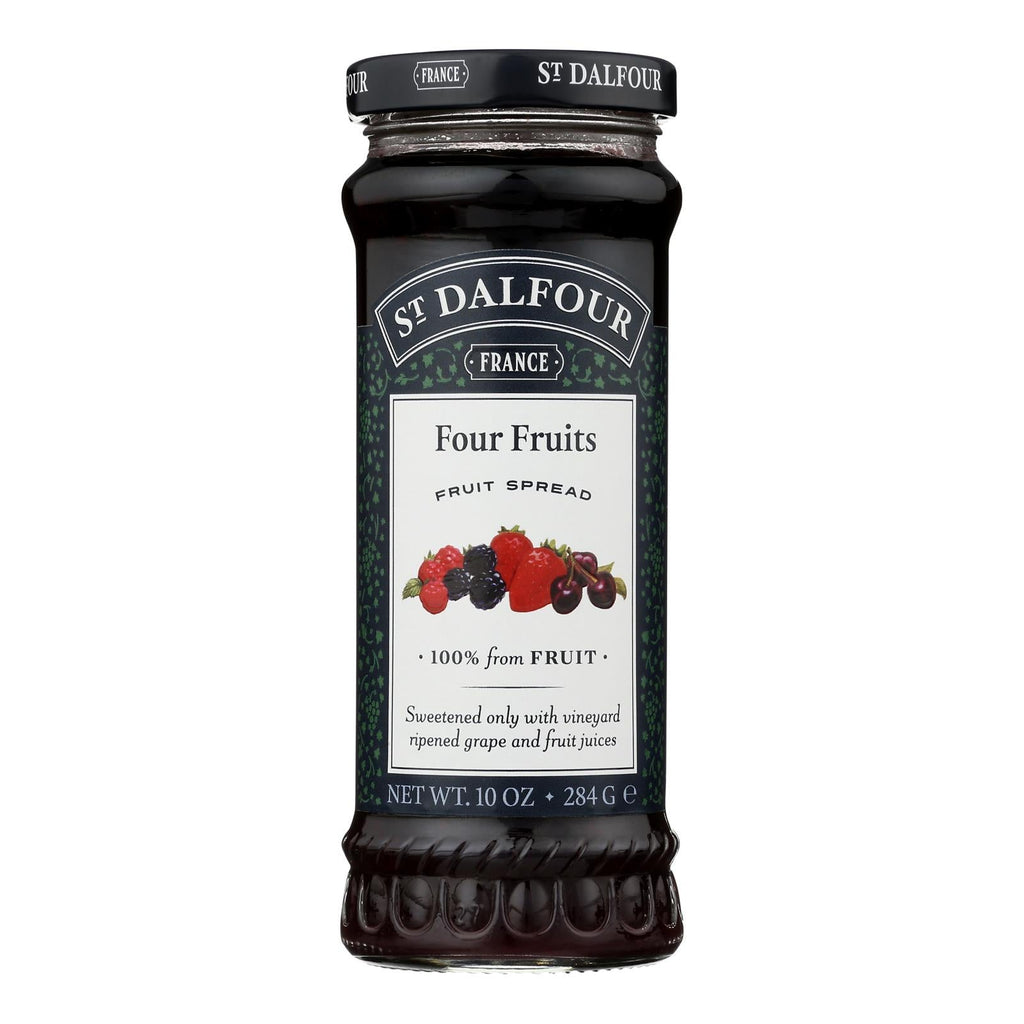 St. Dalfour Deluxe 100% Fruit Spread, Four Fruits, 10 oz (Case of 6)
