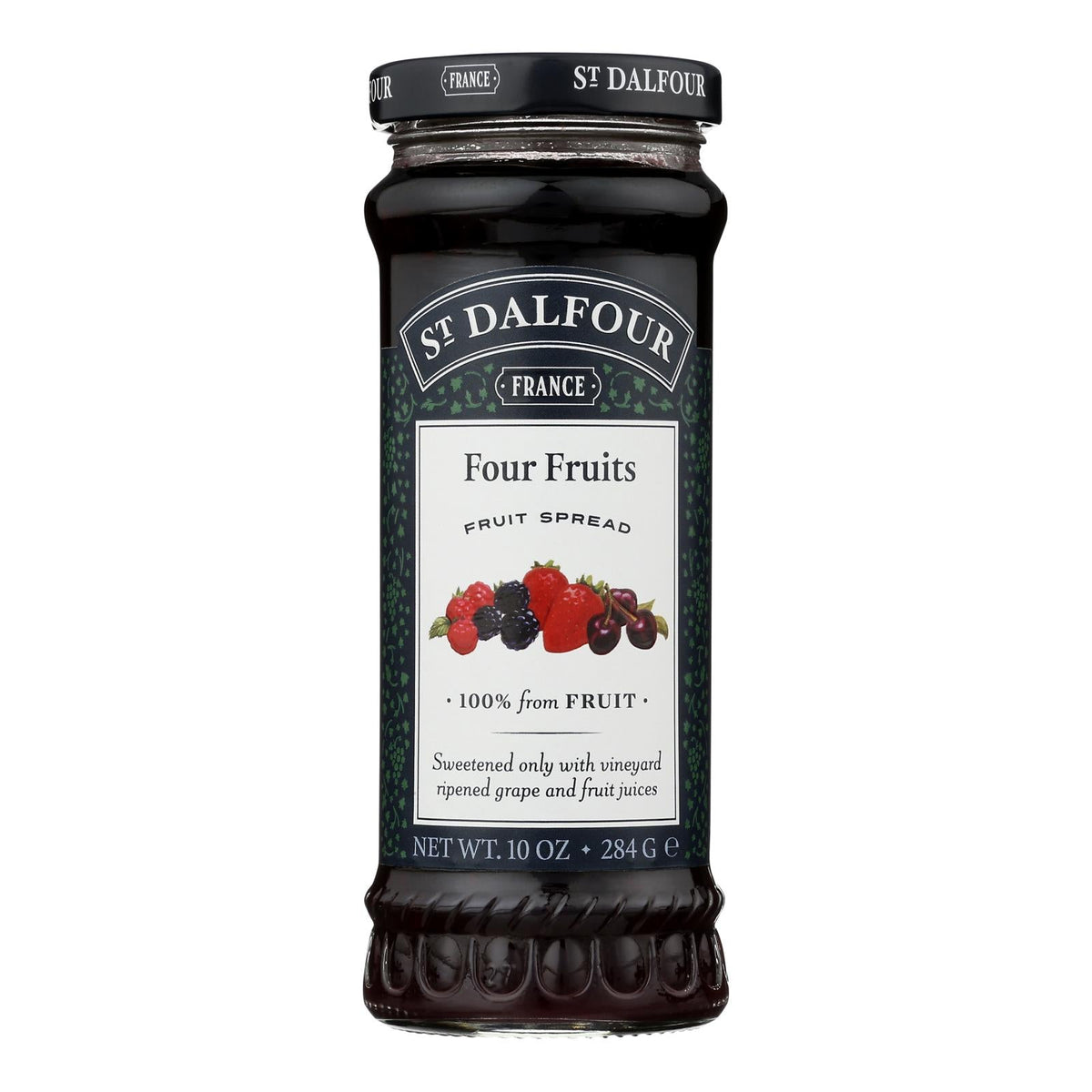 St. Dalfour Deluxe 100% Fruit Spread, Four Fruits, 10 oz (Case of 6)
