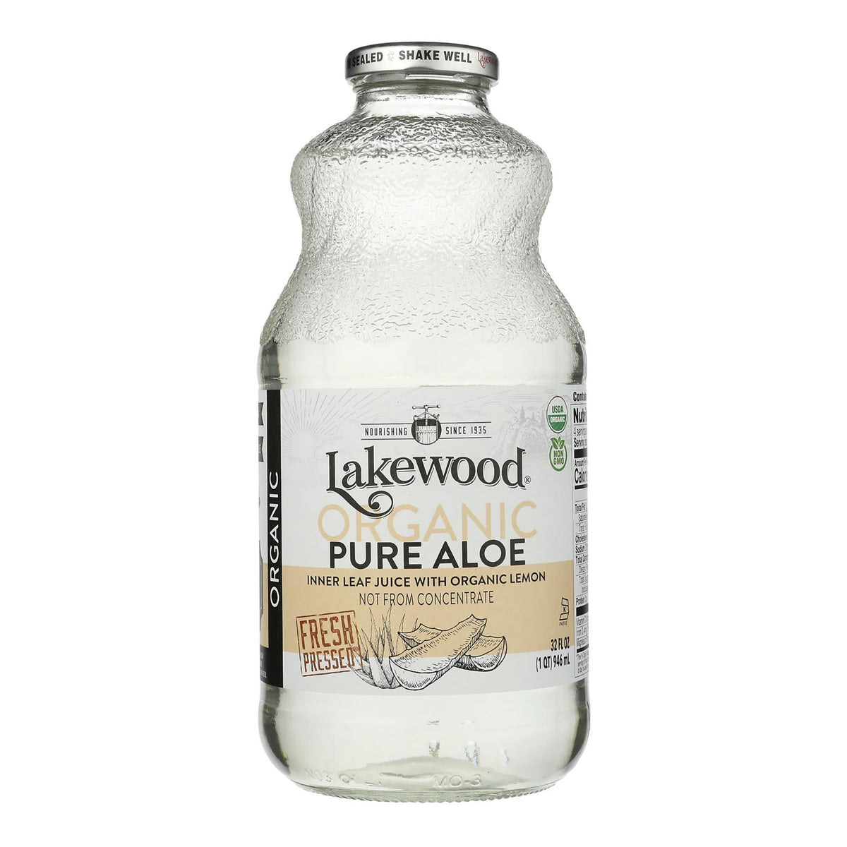 Lakewood Organic Fresh Pressed Aloe Juice, Inner Fillet, 32 oz