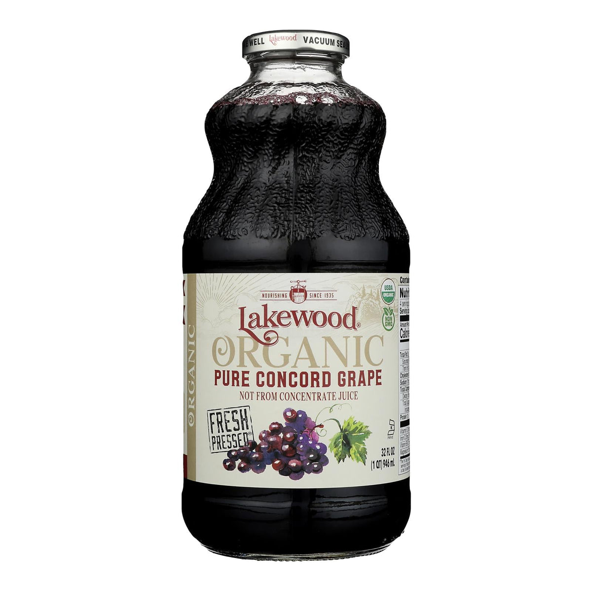 Lakewood Organic Concord Grape Juice, 32 fl oz (Case of 6)