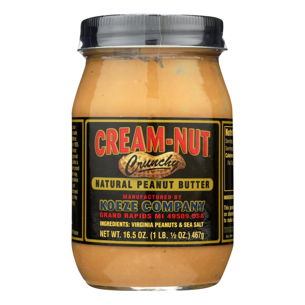 Cream-Nut Natural Crunchy Peanut Butter, 16.5 oz (Case of 6)