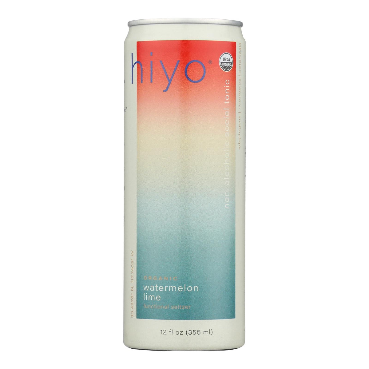 Hiyo Organic Watermelon Lime Seltzer, 12 fl oz (Case of 12)