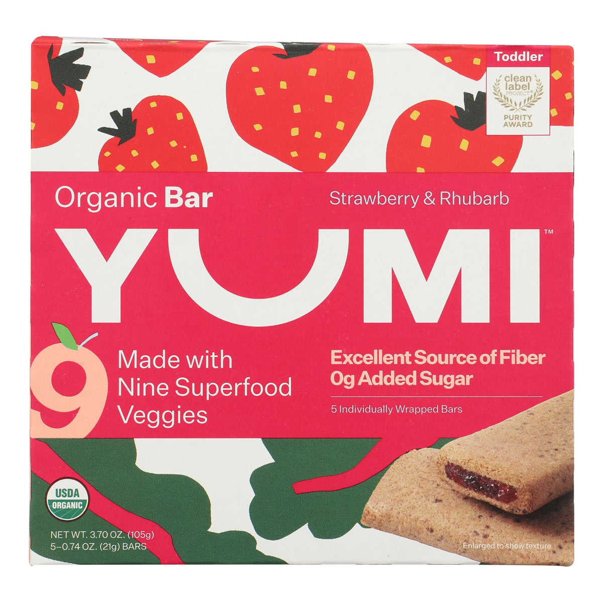Yumi Organic Strawberry Rhubarb Bars, 3.7 oz