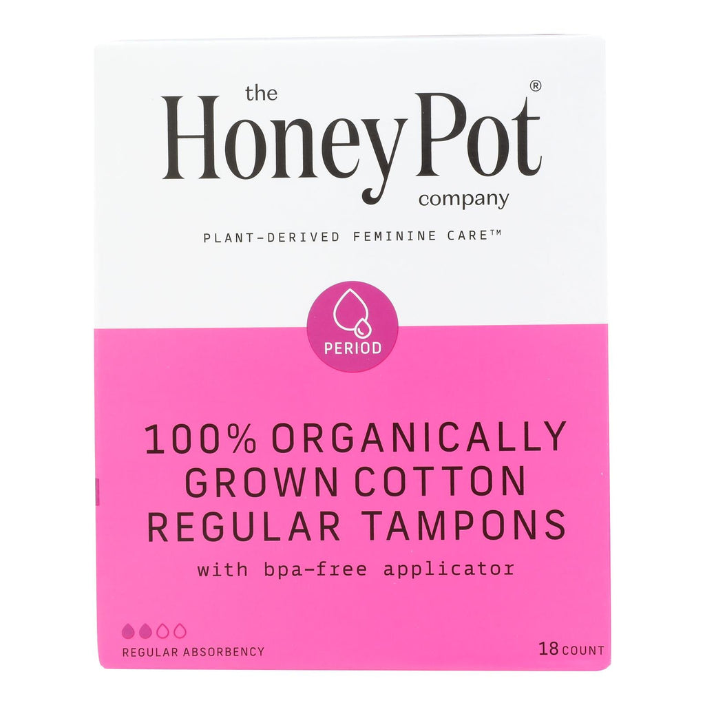 The Honey Pot Regular Unscented Tampons with Plastic Applicator, 18 ct