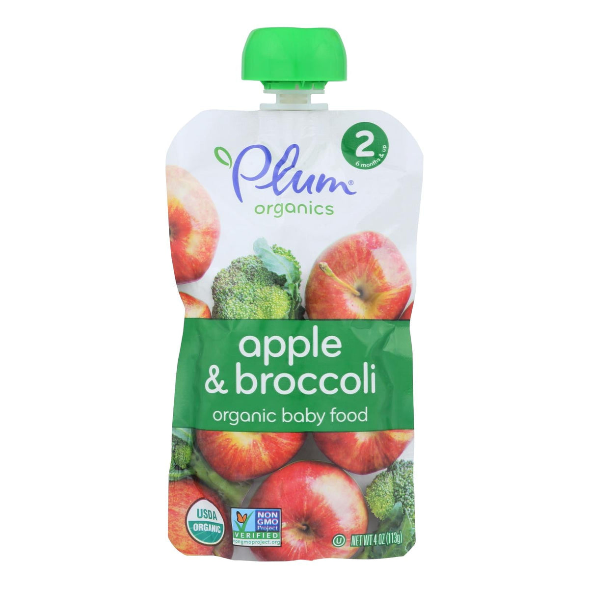Plum Organics Broccoli Apple Baby Food, 4 oz (Case of 12)