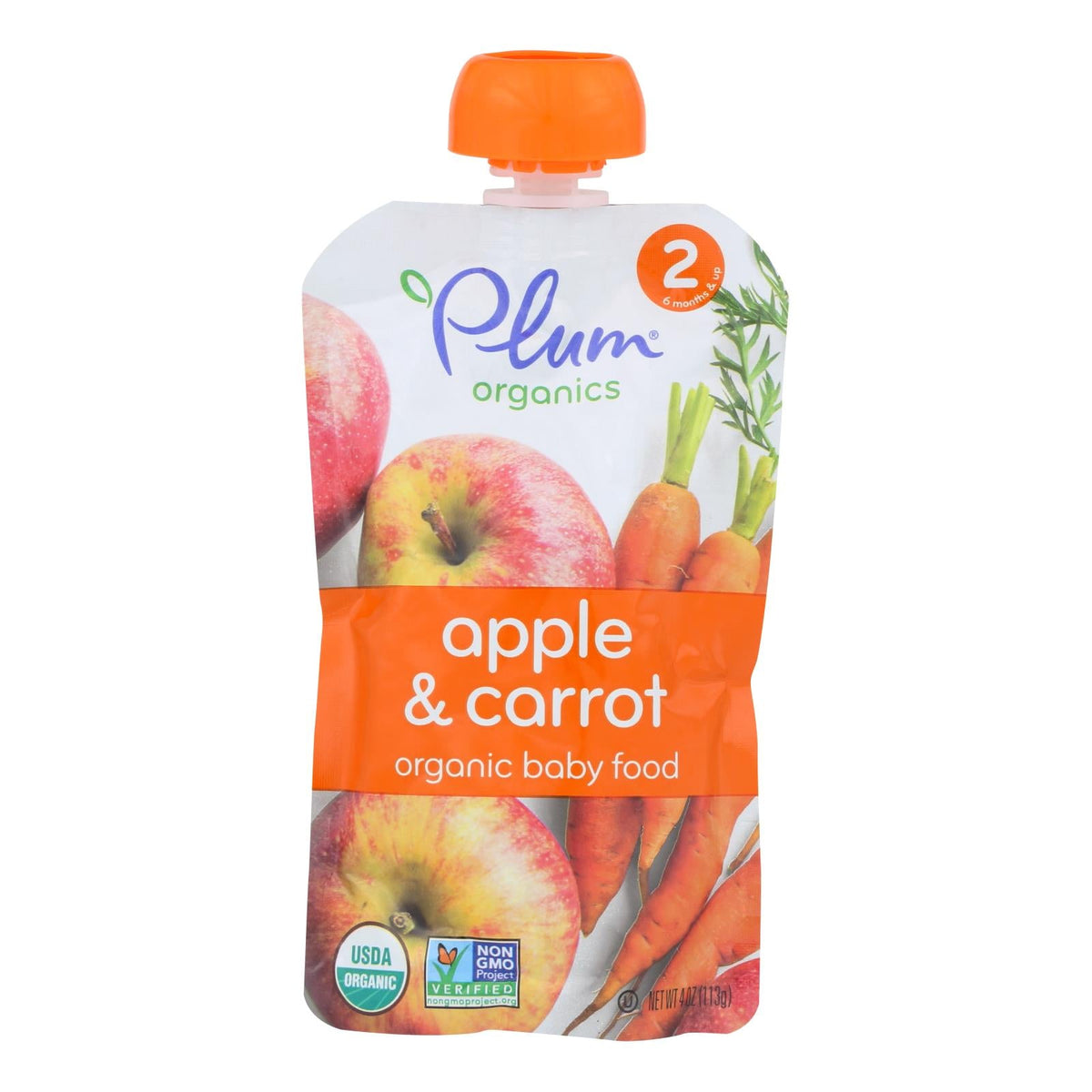 Plum Organics Apple & Carrot Baby Food, 4 oz (Case of 12)