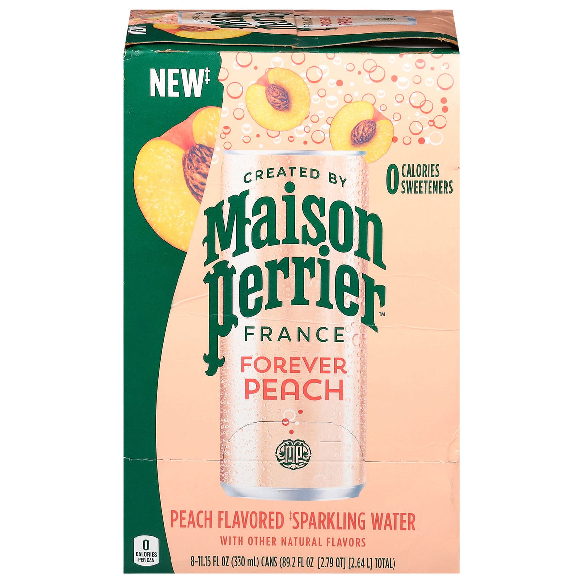 Maison Perrier Peach Sparkling Water, 8 x 11.15 fl oz (Case of 3)