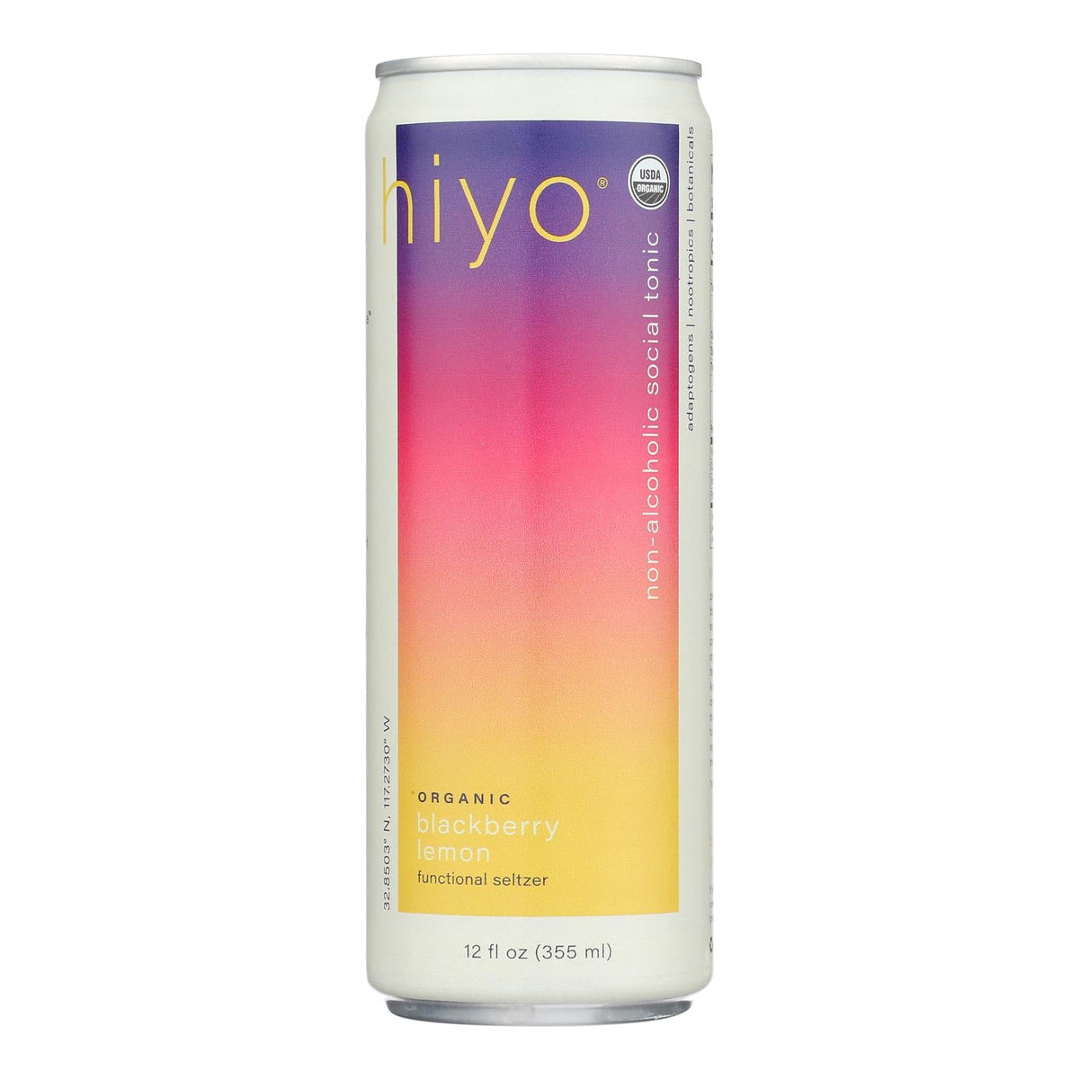 Hiyo Organic Blackberry Lemon Seltzer, 12 fl oz (Case of 12)