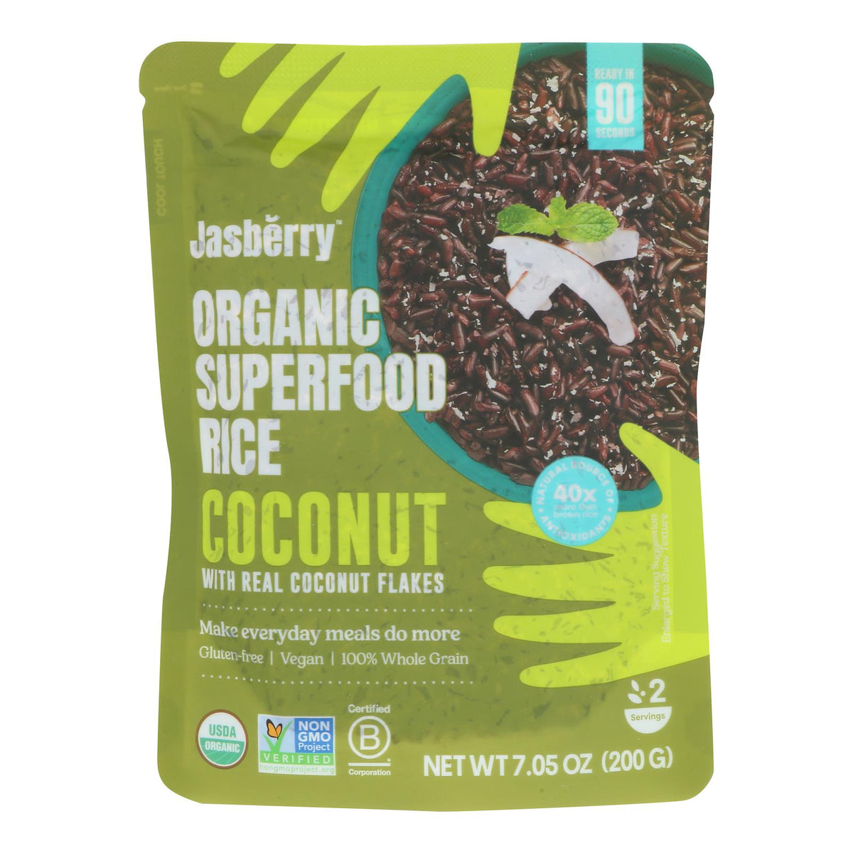 Jasberry Organic Coconut Superfood Rice, 7.05 oz (Case of 6)