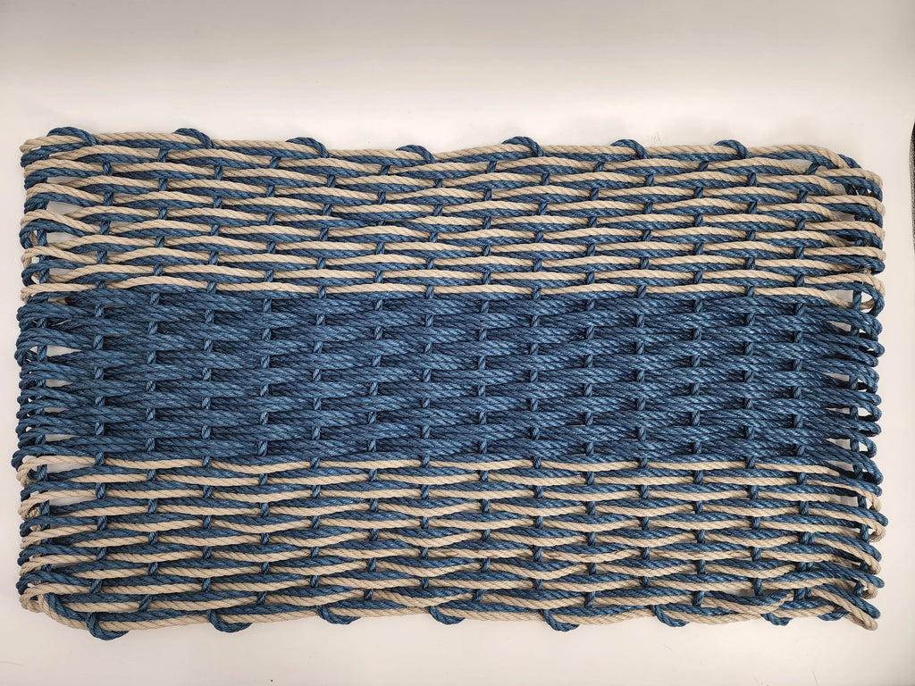 Navy Blue & Tan Double Weave Lobster Rope Doormat
