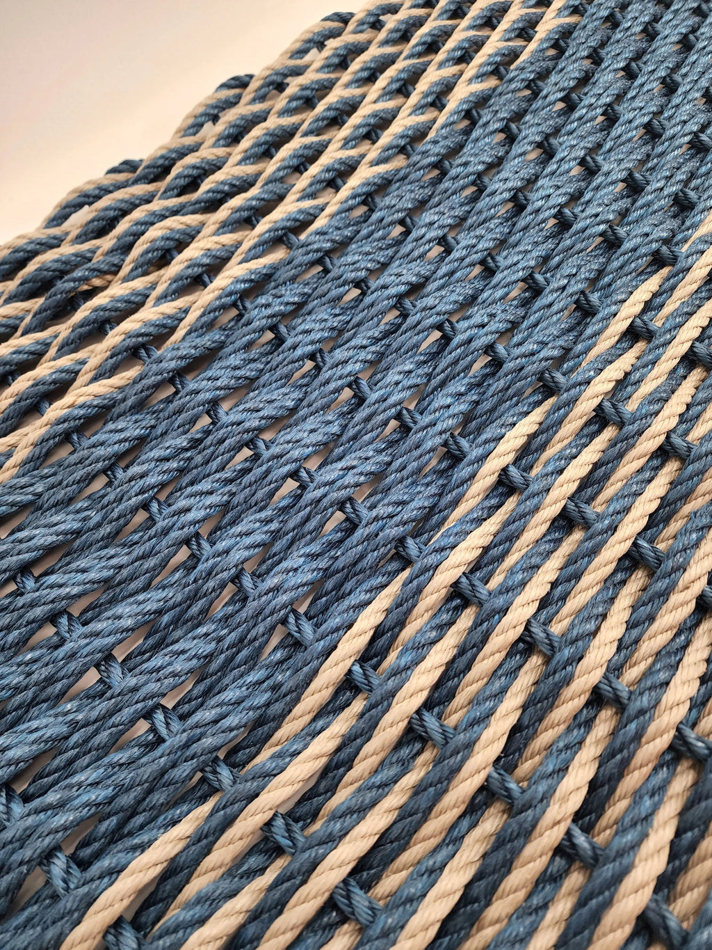 Navy Blue & Tan Double Weave Lobster Rope Doormat