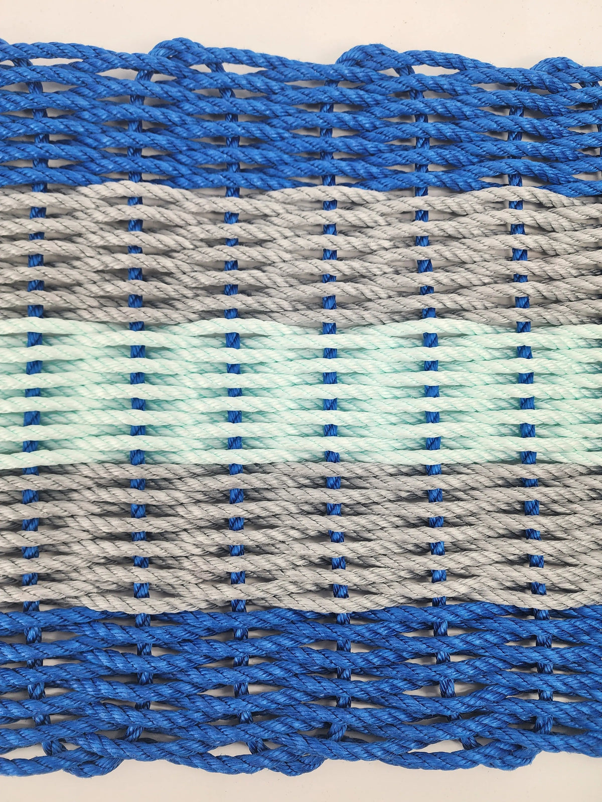 Blue, Gray & Seafoam 5-Stripe Lobster Rope Doormat