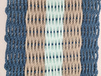 Navy Blue, Tan & Seafoam 5-Stripe Lobster Rope Doormat