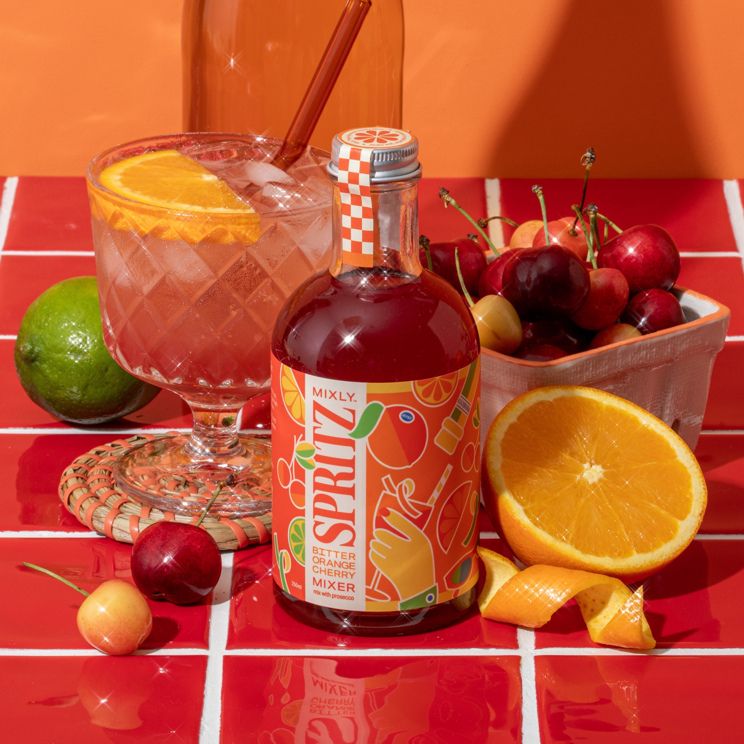 Bitter Orange Cherry Spritz | Non Alcoholic Cocktail & Mocktail Mixer