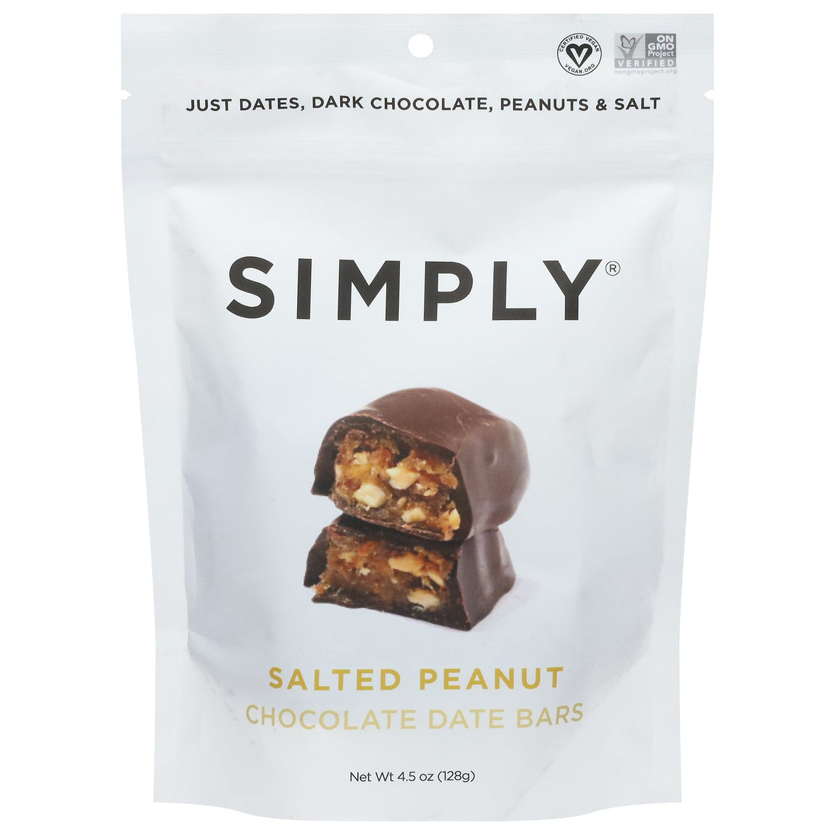 Simply Gum Chocolate Sea Salted Peanut Date Bars, 4.5 oz (Case of 6)