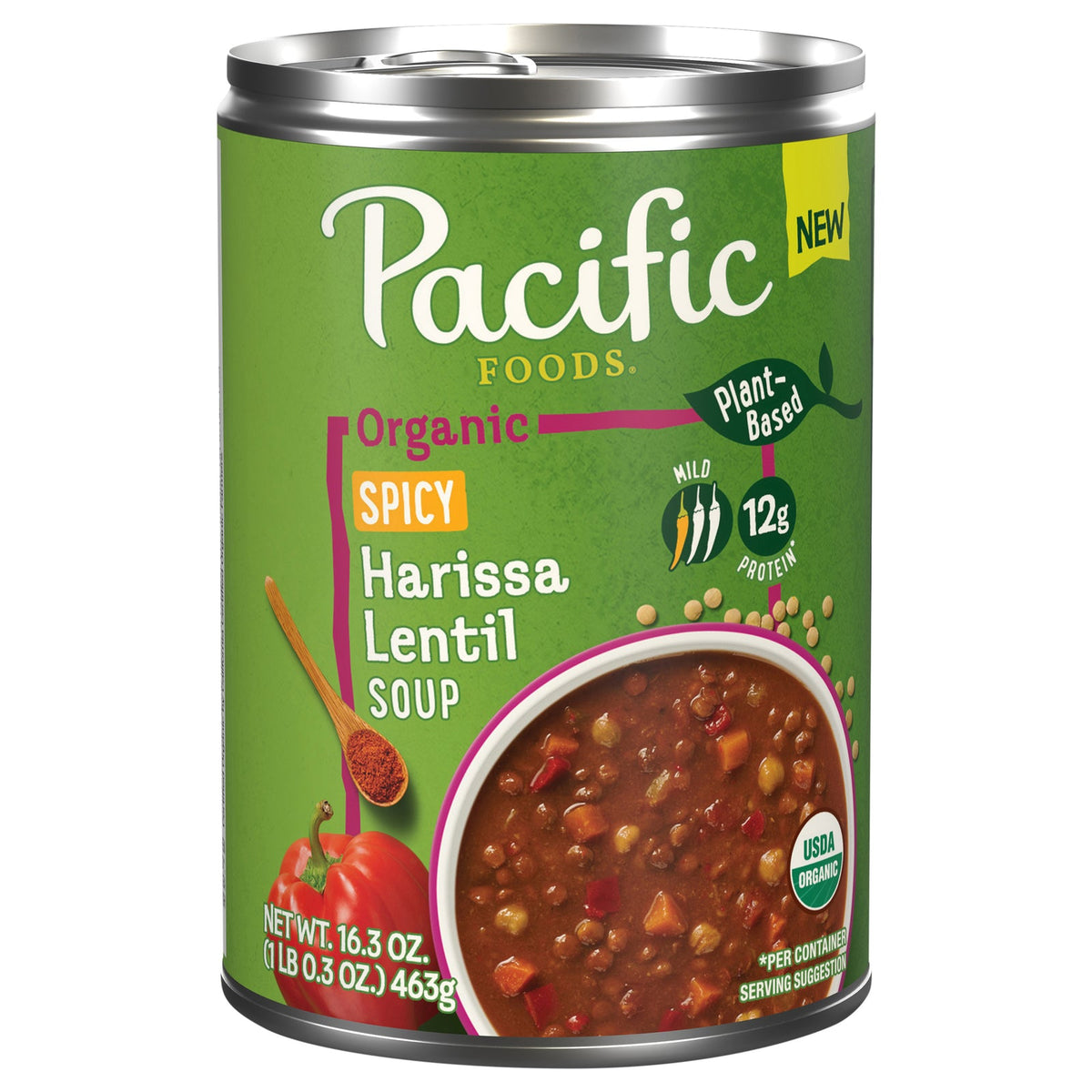 Pacific Foods Organic Spicy Harissa Lentil Soup, 16.3 fl oz (Case of 12)