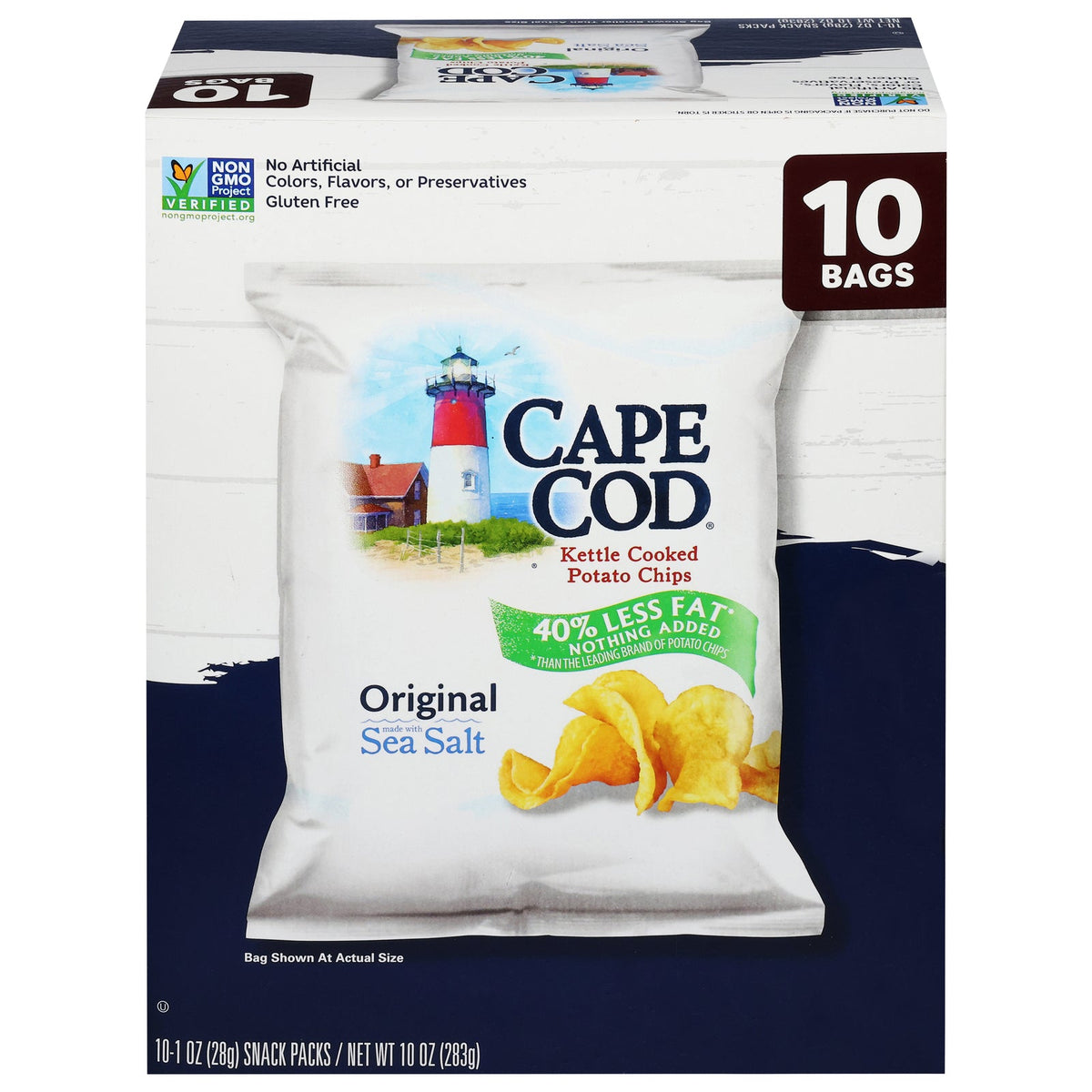 Cape Cod Reduced Fat Kettle Potato Chips, 10 ct (Case of 4)